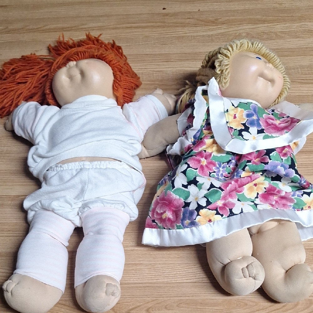 Floral Dress and White Outfit Dolls Set